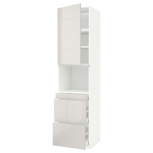 METOD / MAXIMERA Hi cab f micro combi w door/3 drwrs, white/Ringhult light grey, 60x60x240 cm