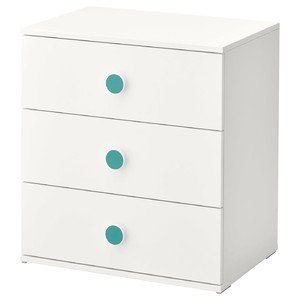 GODISHUS Chest of 3 drawers, white, 60x64 cm