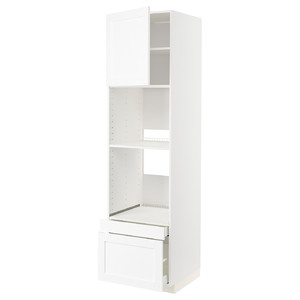 METOD / MAXIMERA Hi cab f ov/combi ov w dr/2 drwrs, white Enköping/white wood effect, 60x60x220 cm