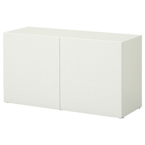 BESTÅ Shelf unit with doors, Laxviken white, 120x40x64 cm