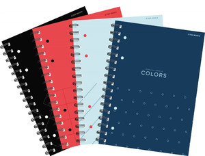 Spiral Notebook Squared A4 80 Pages Top Colors 5pcs, assorted colours