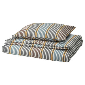 PIGGRÖR Duvet cover and pillowcase, multicolour/striped, 150x200/50x60 cm