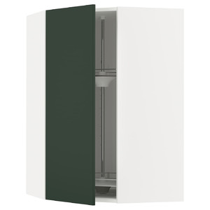 METOD Corner wall cabinet with carousel, white/Havstorp deep green, 68x100 cm