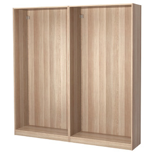 PAX 2 wardrobe frames, white stained oak effect, 200x35x201 cm