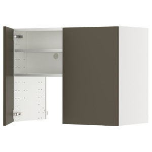 METOD Wall cb f extr hood w shlf/door, white/Havstorp brown-beige, 80x60 cm