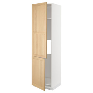 METOD High cab f fridge/freezer w 2 doors, white/Forsbacka oak, 60x60x220 cm