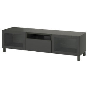 BESTÅ TV bench, dark grey Sindvik/Lappviken/Stubbarp dark grey, 180x42x48 cm