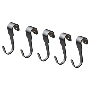 HULTARP Hook, black, 7 cm, 5 pack