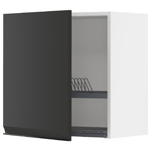 METOD Wall cabinet with dish drainer, white/Upplöv matt anthracite, 60x60 cm