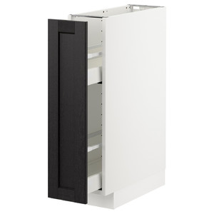 METOD Base cabinet/pull-out int fittings, white/Lerhyttan black stained, 20x61.9x88 cm