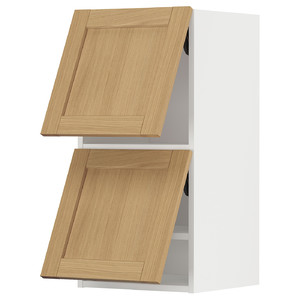 METOD Wall cab horizo 2 doors w push-open, white/Forsbacka oak, 40x80 cm