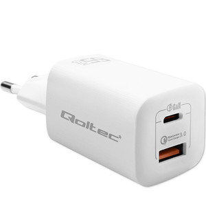 Qoltec Wall Charger EU Plug GaN ULTRA 65W 5V 20V, 2.25A 3.25A