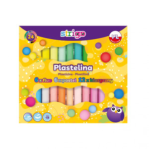 Strigo Plasticine 24 Colours - Fluo, Pastel, Classic