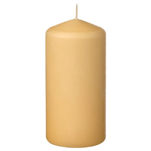 DAGLIGEN Unscented pillar candle, light yellow, 14 cm