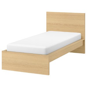 MALM Bed frame, high, white stained oak effect, Leirsund, 90x200 cm