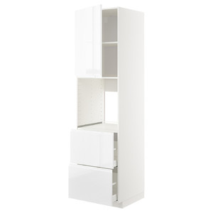 METOD / MAXIMERA Hi cab f ov w dr/2 frnts/2 hi drwrs, white/Voxtorp high-gloss/white, 60x60x220 cm