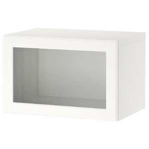 BESTÅ Wall-mounted cabinet combination, white/Ostvik white/clear glass, 60x42x38 cm