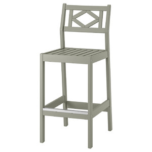 BONDHOLMEN Bar stool with backrest, outdoor, gray