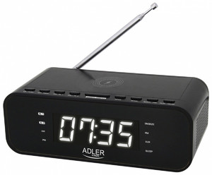 Adler Clock Radio with Wireless Charger AD 1192B, black