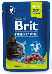 Brit Premium By Nature Chunks with Lamb in Gravy for Sterilised Cats 100g