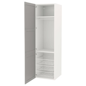 ENHET High cabinet storage combination, white/grey frame, 60x62x210 cm