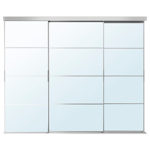 SKYTTA / AULI Sliding door combination, aluminium/mirror glass, 251x205 cm
