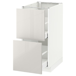 METOD / MAXIMERA Base cb 2 fronts/2 high drawers, white, Ringhult light grey, 40x60 cm