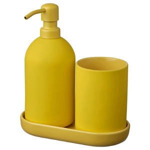 GANSJÖN 3-piece bathroom set, bright yellow