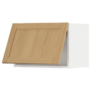 METOD Wall cabinet horizontal w push-open, white/Forsbacka oak, 60x40 cm