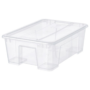 SAMLA Box with lid, transparent, 39x28x14 cm/11 l