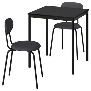 SANDSBERG / ÖSTANÖ Table and 2 chairs, black black/Remmarn dark grey, 67 cm
