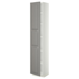 METOD High cabinet with shelves, white/Bodbyn grey, 40x37x200 cm
