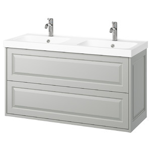 TÄNNFORSEN / ORRSJÖN Wash-stnd w drawers/wash-basin/taps, light grey, 122x49x69 cm