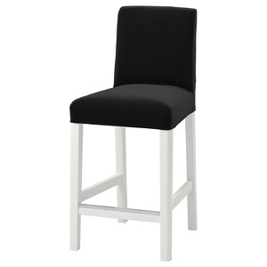 BERGMUND Bar stool with backrest, white, Djuparp dark grey, 62 cm