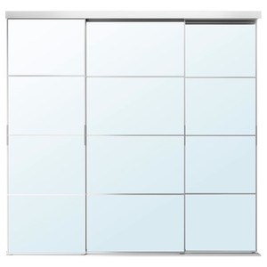 AULI/SKYTTA Sliding door combination, aluminium/mirror glass, 251x240 cm