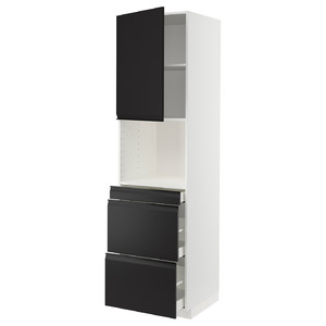 METOD / MAXIMERA Hi cab f micro combi w door/3 drwrs, white/Upplöv matt anthracite, 60x60x220 cm