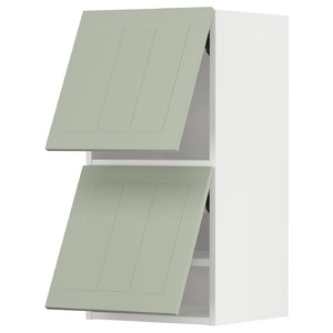 METOD Wall cab horizo 2 doors w push-open, white/Stensund light green, 40x80 cm