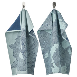 KÅLFJÄRIL Tea towel, patterned blue/light turquoise, 45x60 cm