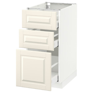 METOD/MAXIMERA Base cabinet with 3 drawers, white, Bodbyn off-white, 40x60 cm