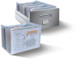 Pentel Free-standing Expanding Accordion File Folder Box 25 Pockets, transparent