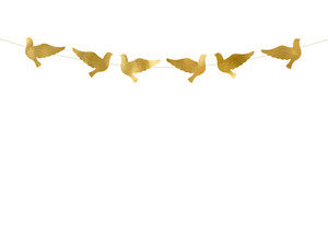 Decorative Paper Garland Doves 112cm, gold