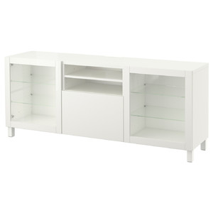BESTÅ TV bench with drawers, Lappviken, Sindvik white clear glass, 180x40x74 cm