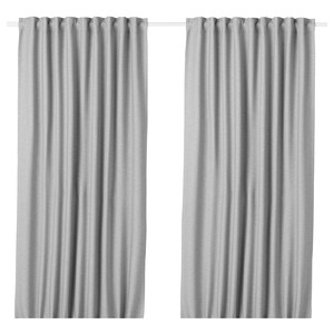 VILBORG Room darkening curtains, 1 pair, grey, 145x300 cm