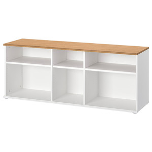 SKRUVBY TV bench, white, 156x38x60 cm