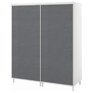 PLATSA Wardrobe with 2 sliding doors, white Larkollen/dark grey, 160x57x191 cm