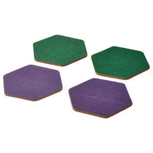 TABBERAS Coaster, cork/green/lilac, 10x10 cm