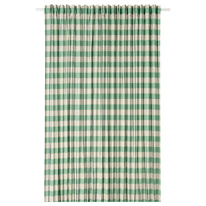 GLANSHAGTORN Curtain, 1 piece, green white/black, 300x250 cm