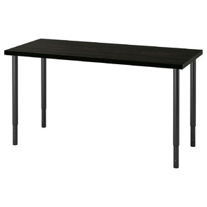 LAGKAPTEN / OLOV Desk, black-brown/black, 140x60 cm