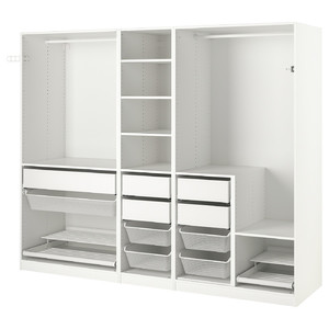 PAX Wardrobe combination, white, 250x58x201 cm