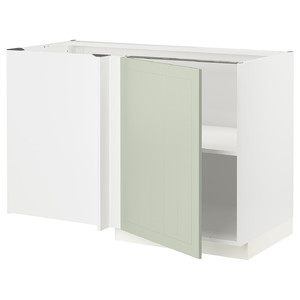 METOD Corner base cabinet with shelf, white/Stensund light green, 128x68 cm